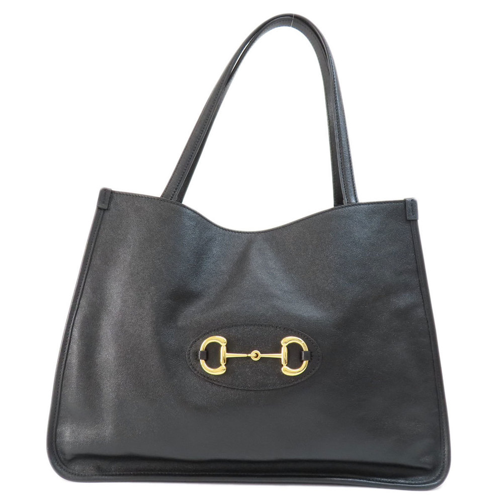 Gucci Horsebit Tote Bag Leather Black